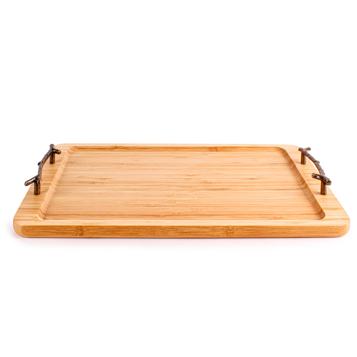 BergHOFF Bamboo Serving Tray with Wrought Iron Handles, 15.5"