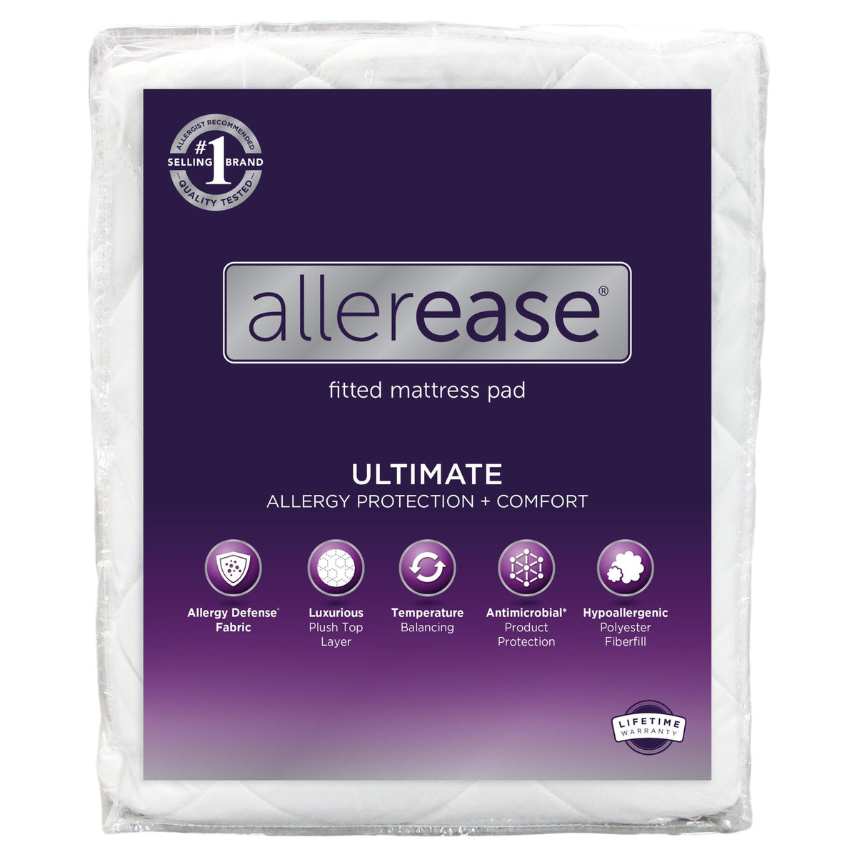 AllerEase Ultimate Allergy + Comfort Mattress Pad-Twin-White