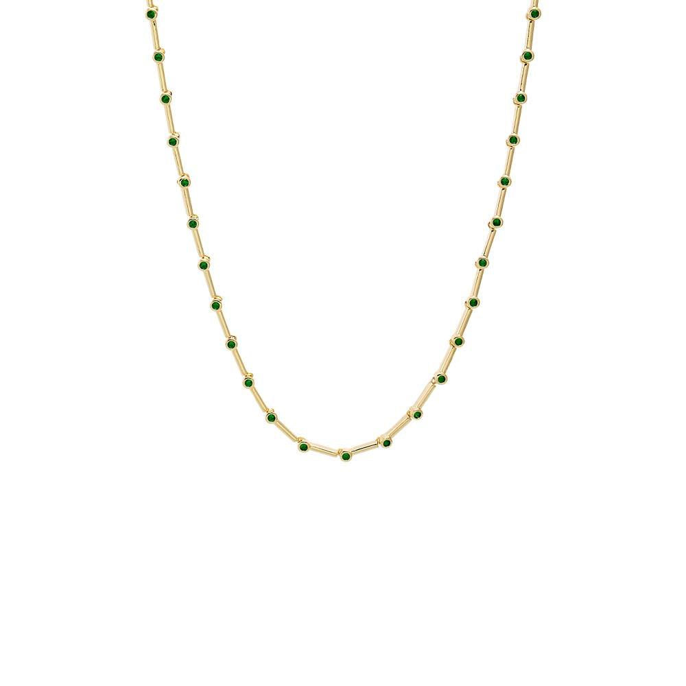 Adina Eden Colored CZ Stationed Bar Tennis Necklace