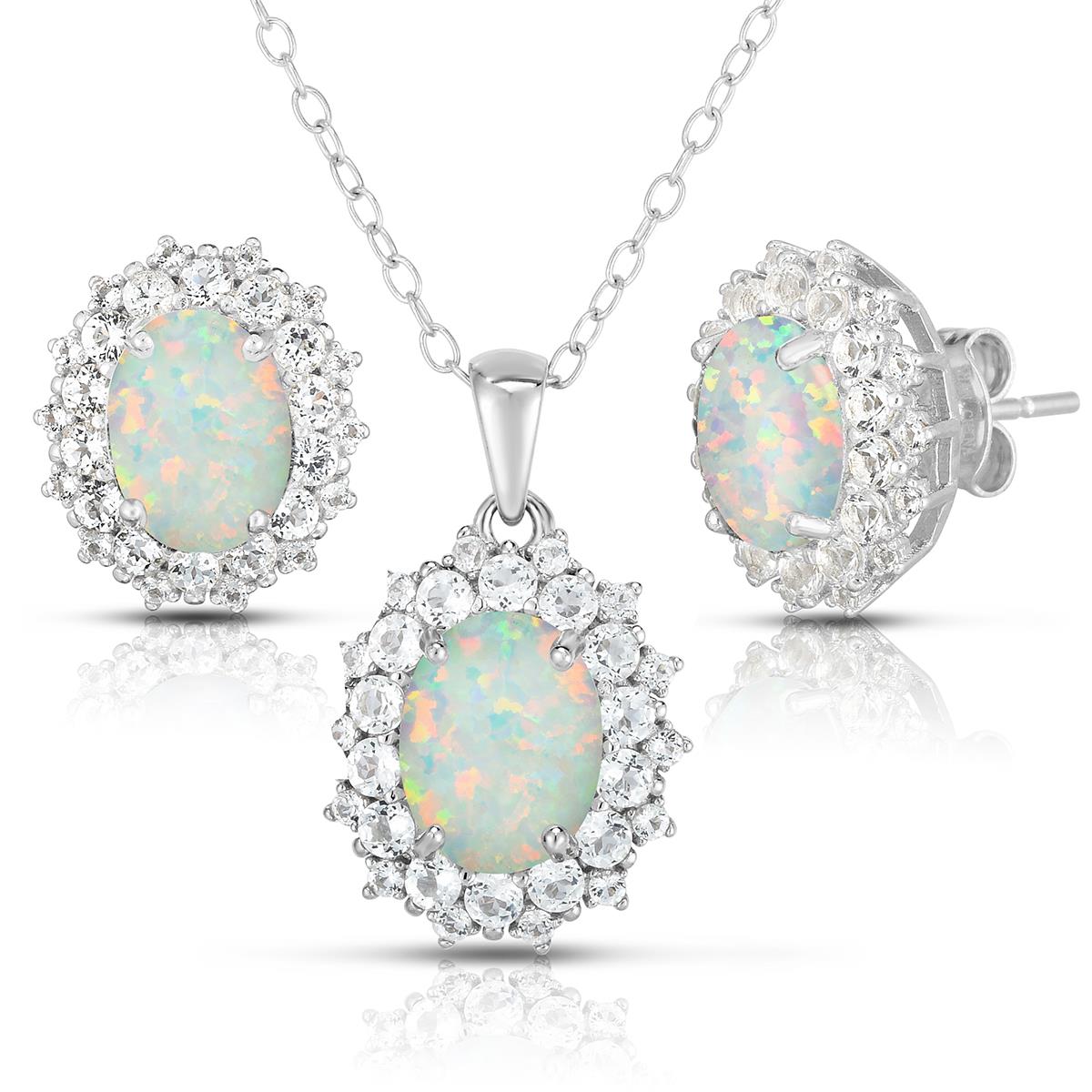 Jilco Inc Opal Earring & Necklace Set