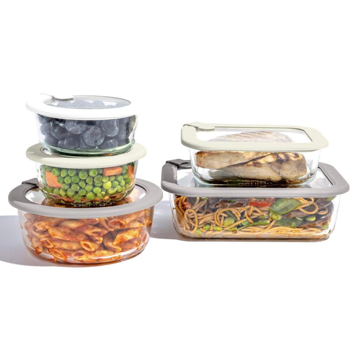 Bentgo 10pc Signature Glass Food Storage Set White Stone