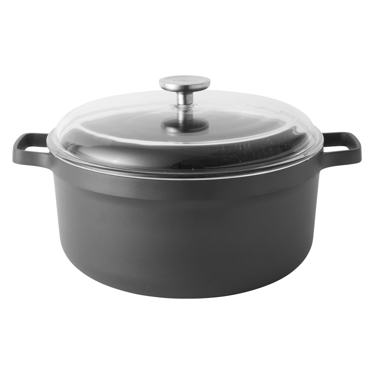 BergHOFF GEM Nonstick Cast Aluminum 11" Stockpot 7.7qt. with Glass Lid, Black