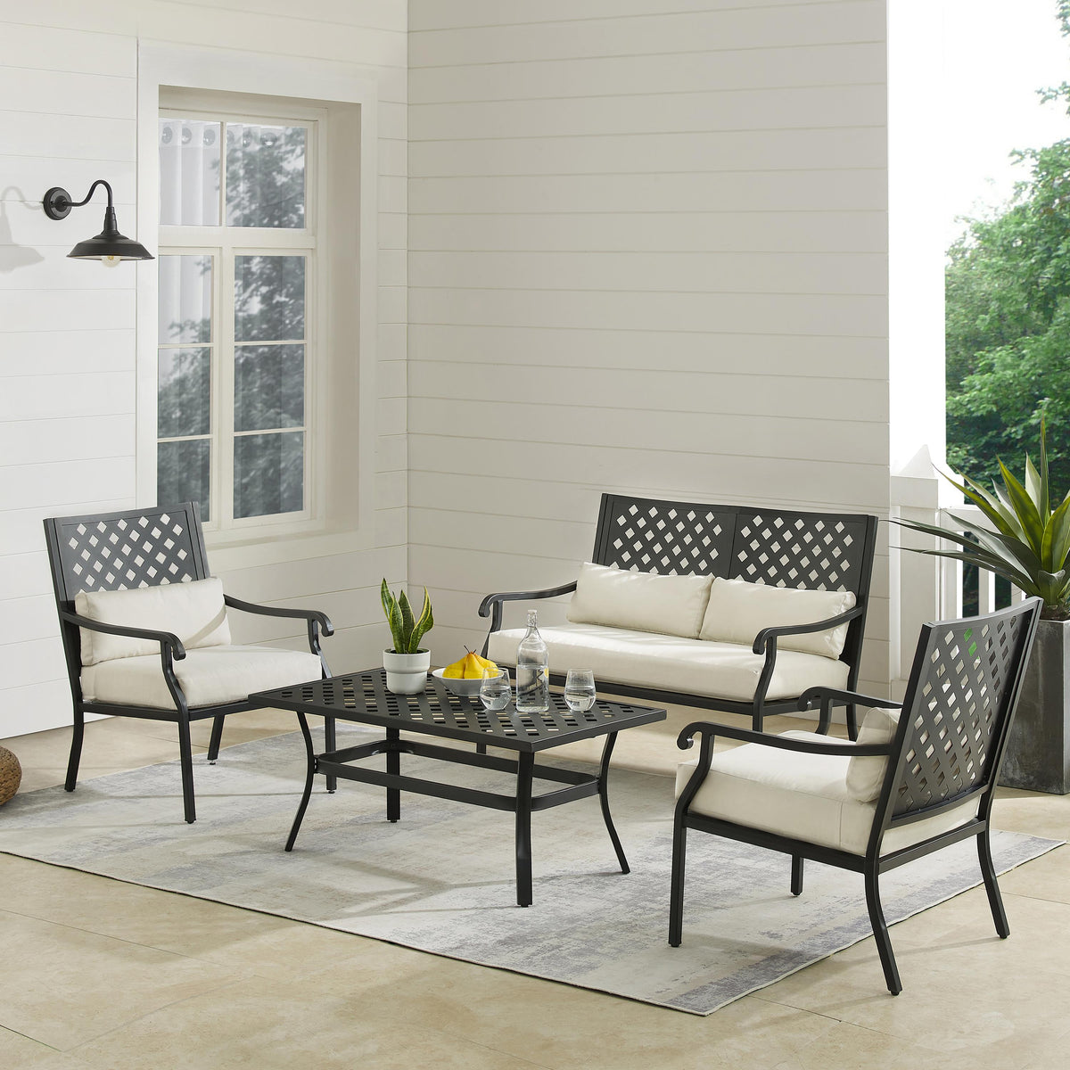 Crosley Outdoor Alistair 4Pc Outdoor Loveseat Patio Furniture Set
