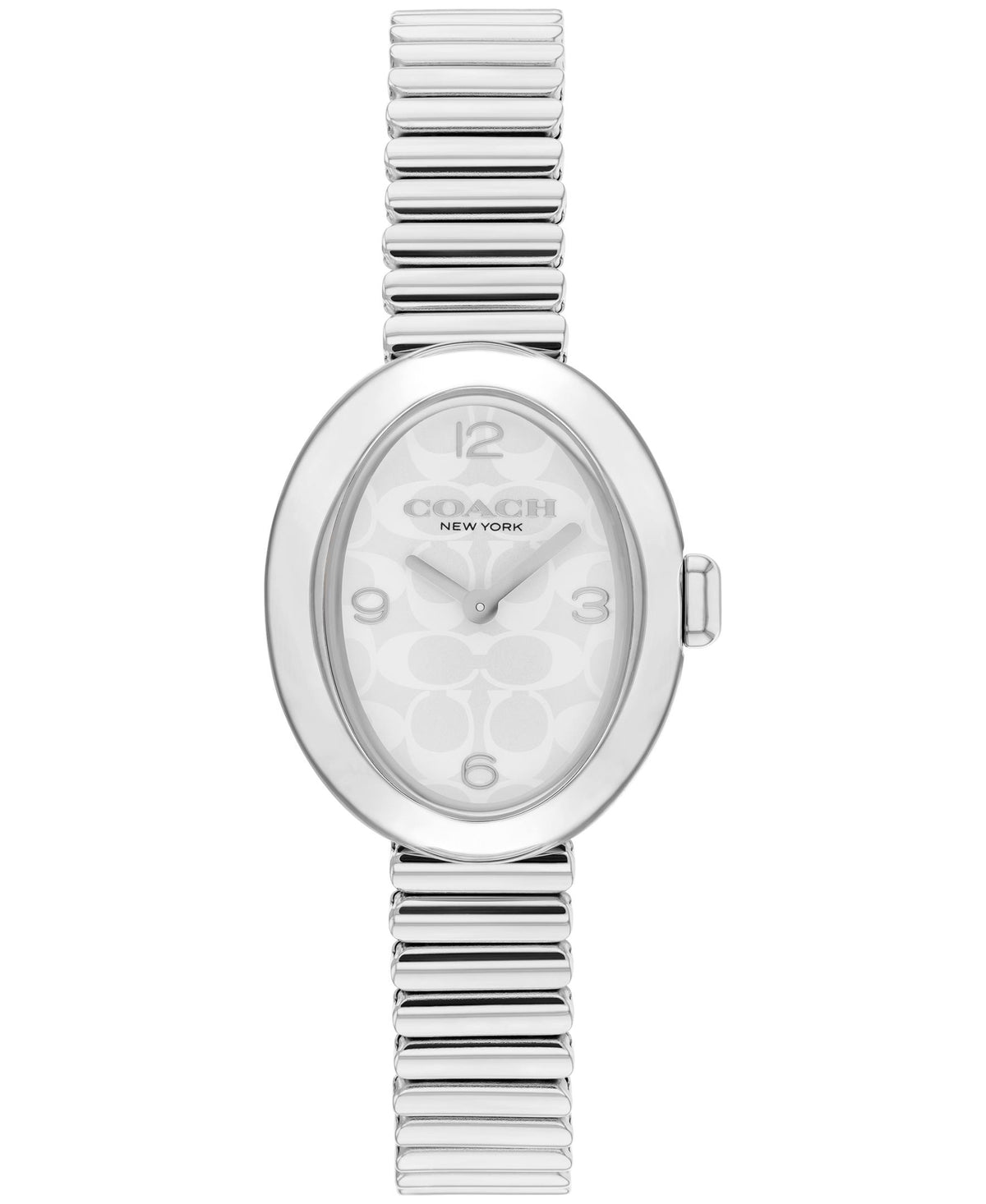 Coach Sammy Ladies. Stainless Steel Case & stretch Bracelet. Silver/White Sig C Dial.