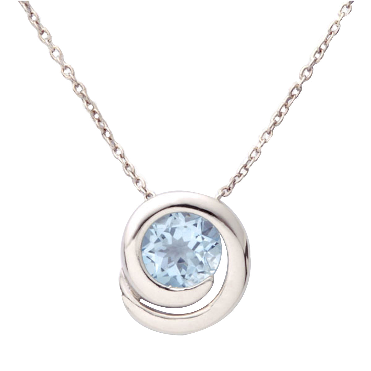 Jilco Silver Swirl Blue Topaz Necklace