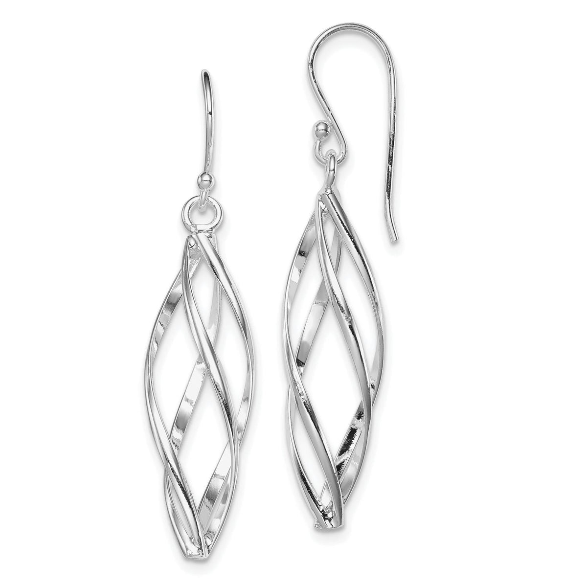 Distinctive Sterling Silver Long Twisted Earrings