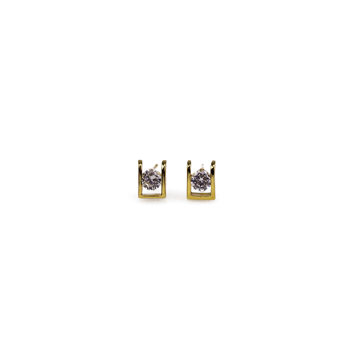 Completely Bella 18K Gold Plated CZ Stud Earrings