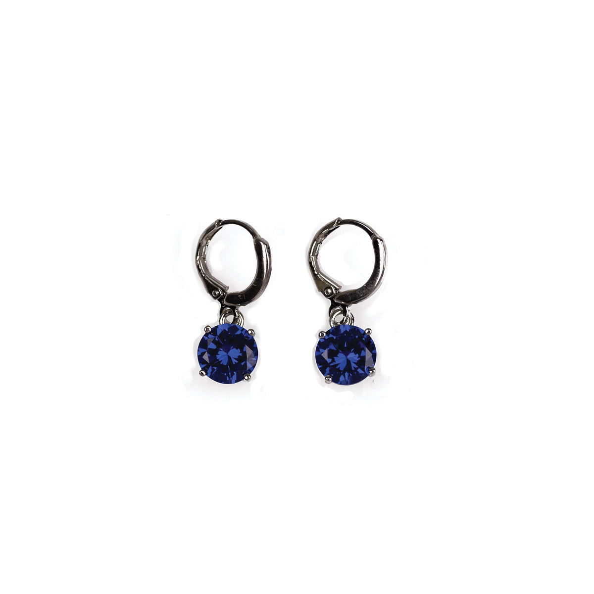 Completely Bella Round Cut Crystal Solitaire Earrings in Blue