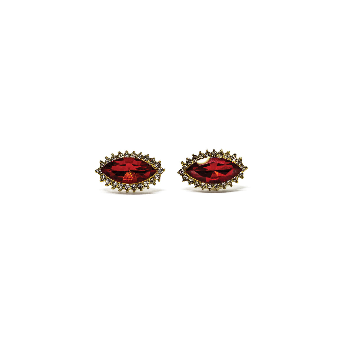 Completely Bella Red Marquise Cut Rhinestone Earrings