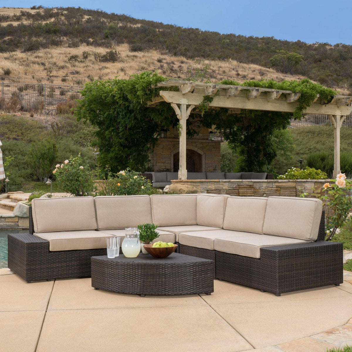 Stark Home Keyst1 6Pc Outdoor Wicker Sectional Seating Set