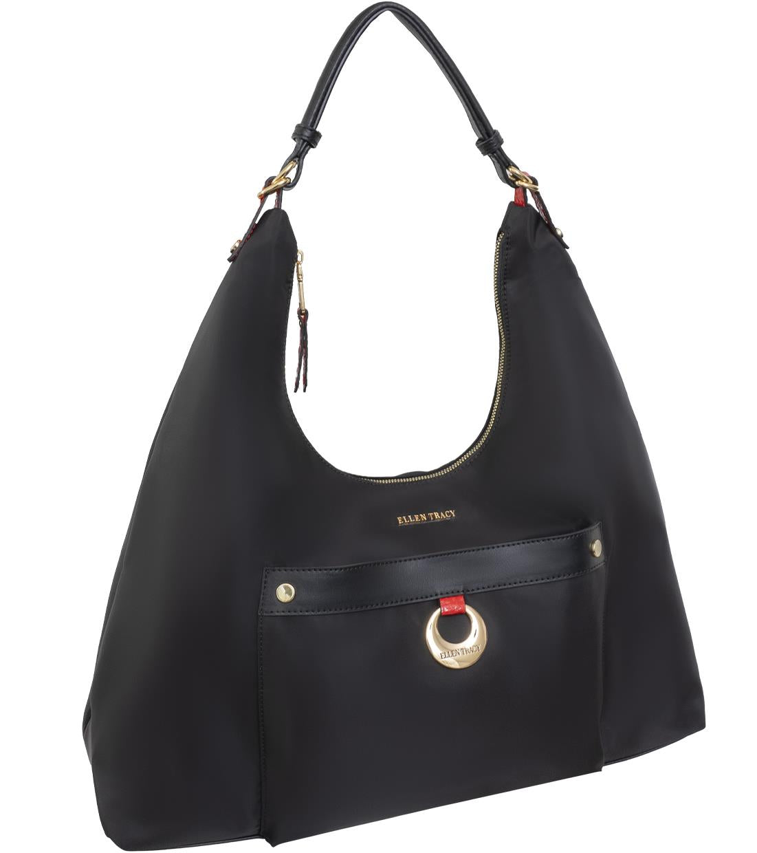 Ellen Tracy Twill Nylon Hobo Bag