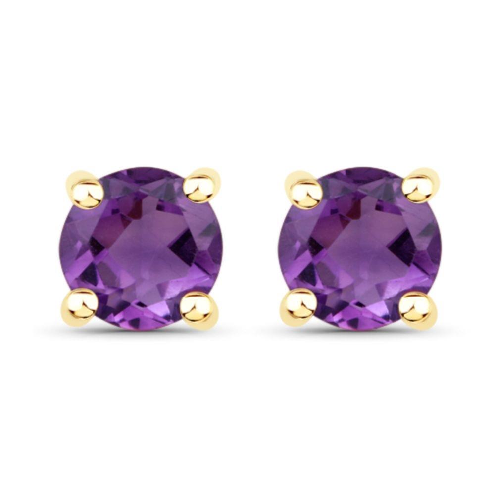 Prestige Boutique Diamonds Round Amethyst Earrings Size 3 MM
