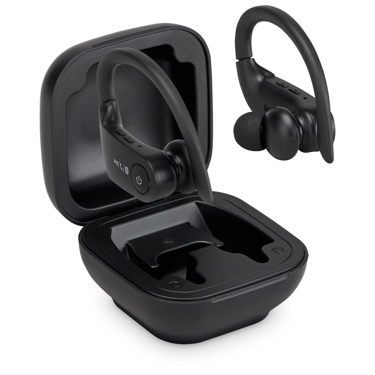 GPX iLive Sweat Resistant True Wireless Sport Earbuds w/ Charging Case - Black
