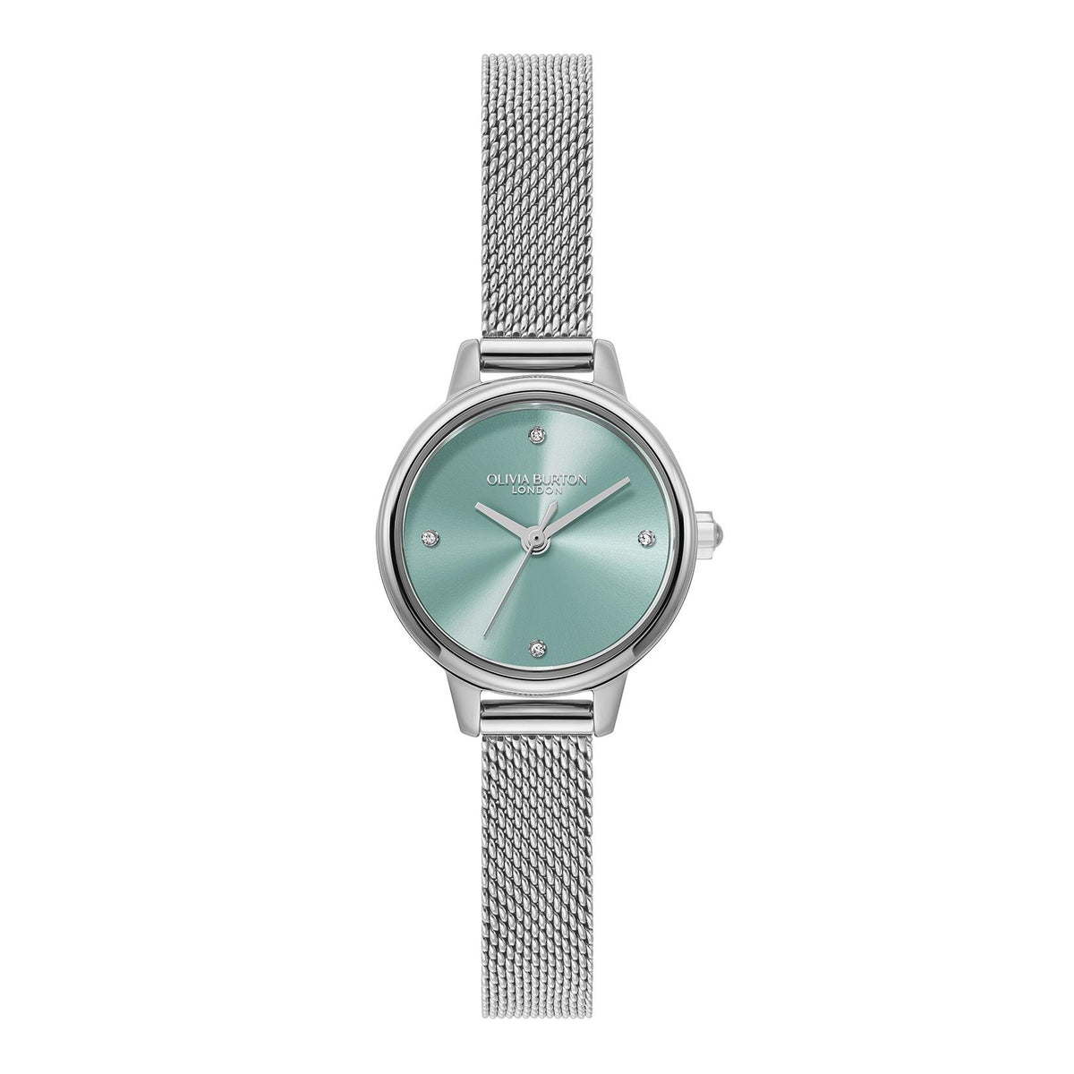 Olivia Burton Mini Classic. Stainless Steel Case & Mesh Bracelet. Turquoise Dial