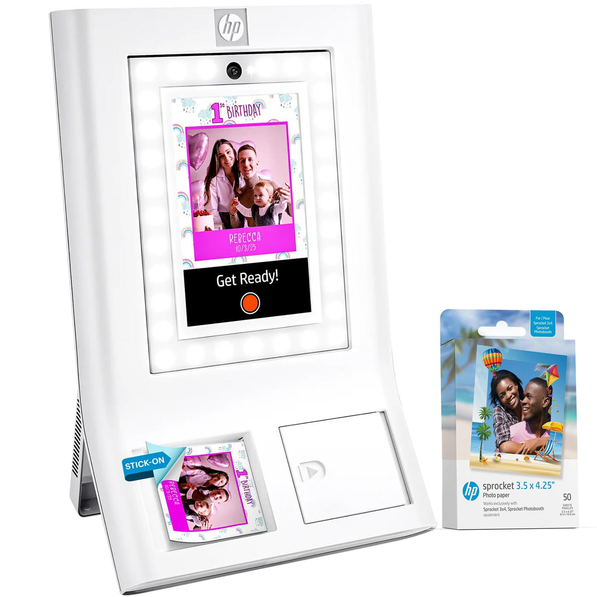 Hewlett Packard Sprocket Photobooth white + Zink 50 paper pack