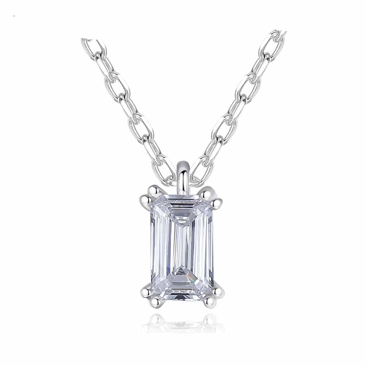 Completely Bella Latonia Cabella created Sterling Silver Delicate Rectangular Shaped AAA 1/3 CT. CZ Baguette Necklace