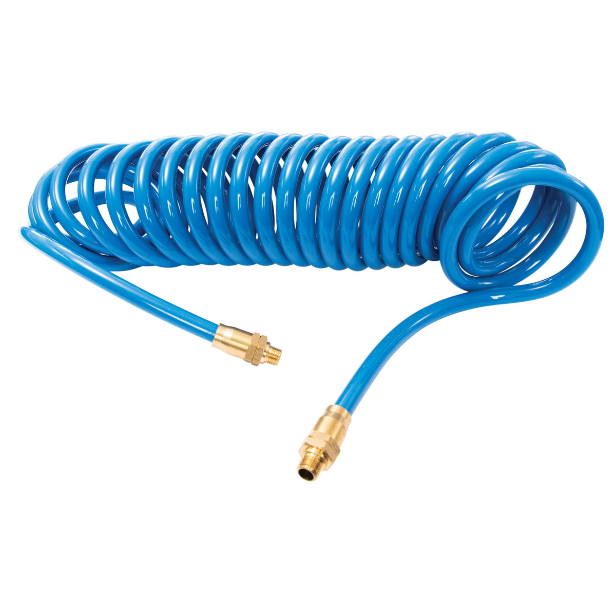 JS Products Steelman 25' Coiled 3/8" ID Air Hose with 1/4" NPT Brass Fittings
