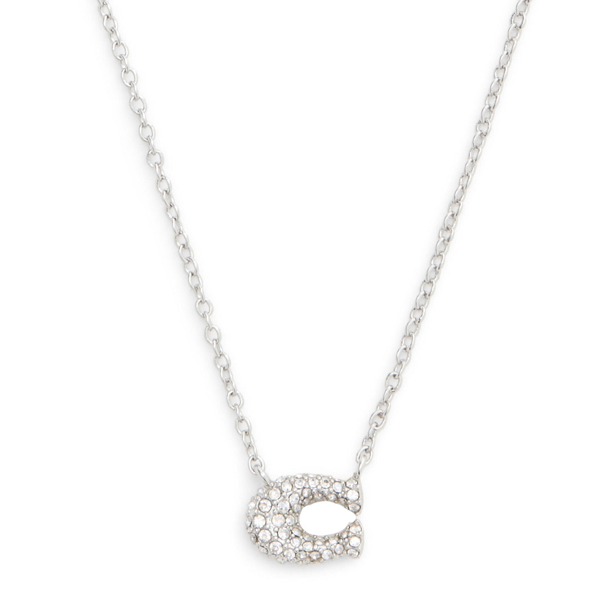 COACH Pav Signature C Necklace - Crystal/Rhodium