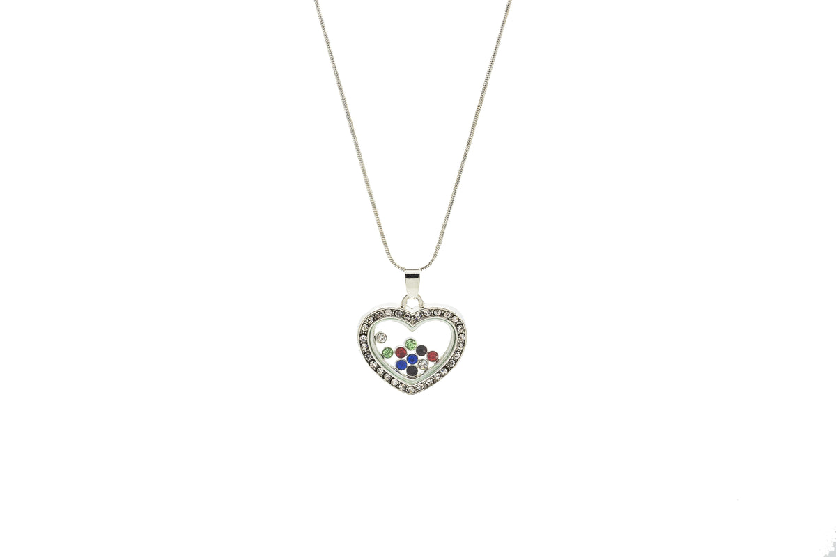 Completely Bella CZ Surrounded Heart with 10 Floating Crystals Necklace