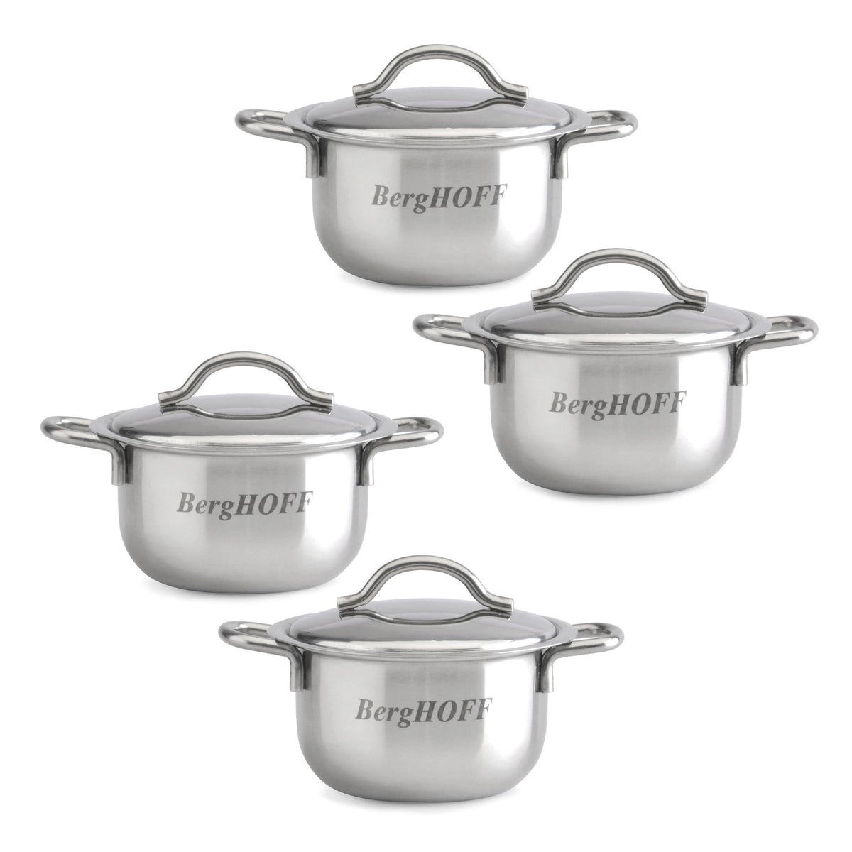 BergHOFF 18/10 Stainless Steel 2.5" Mini Pots, Set of 4