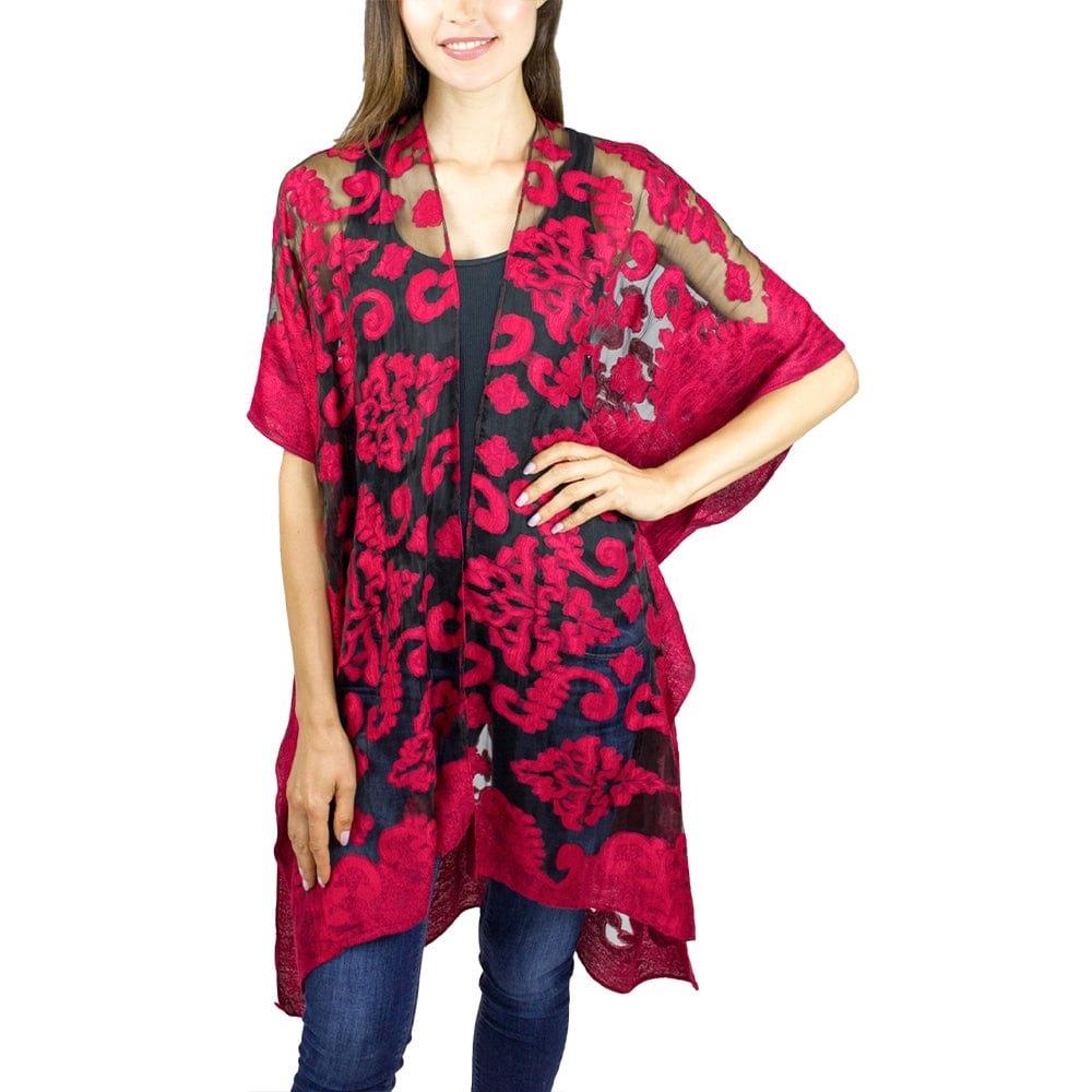 Jessica McClintock Brocade Burnout Kimono