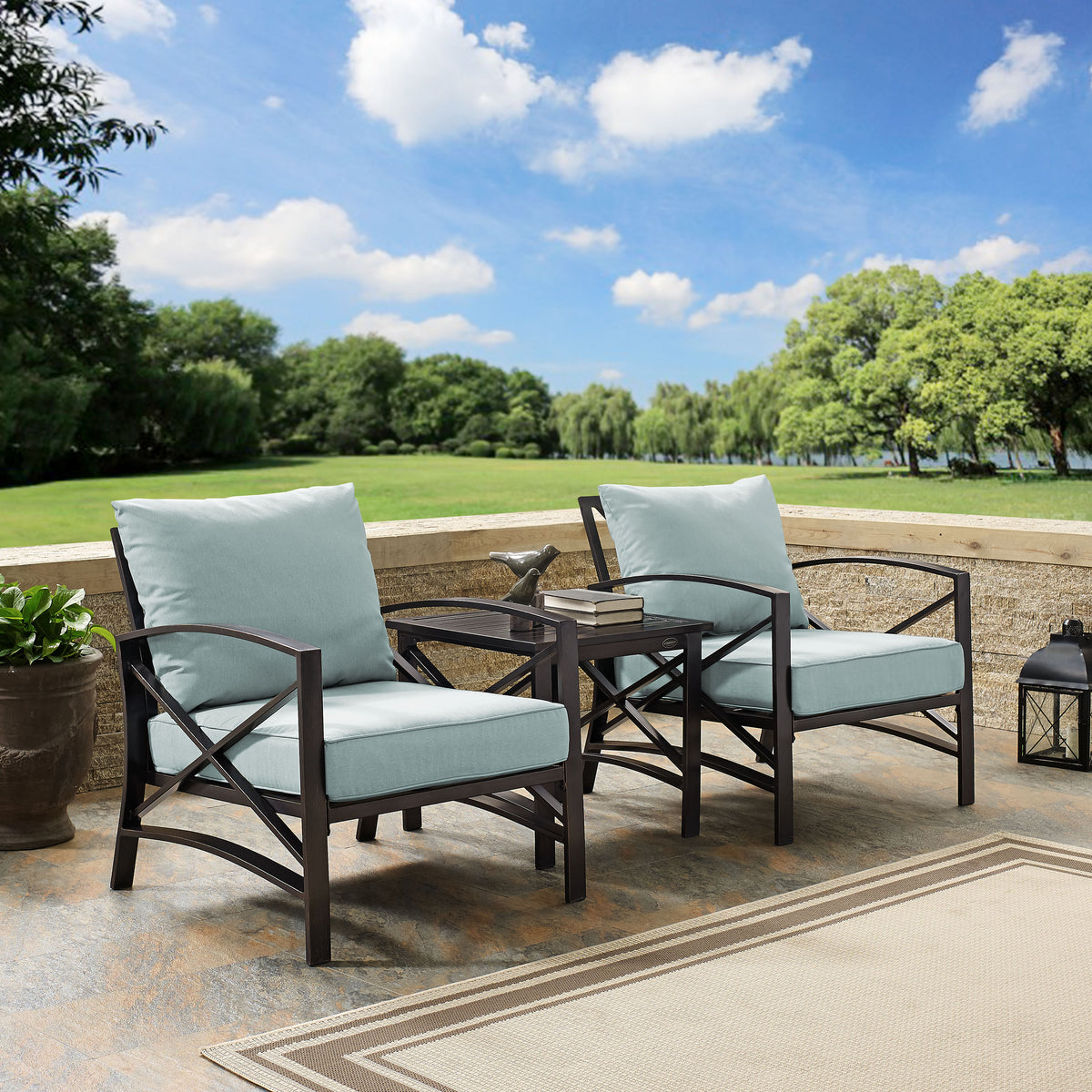 Crosley Outdoor Kaplan 3Pc Outdoor Chair Set
