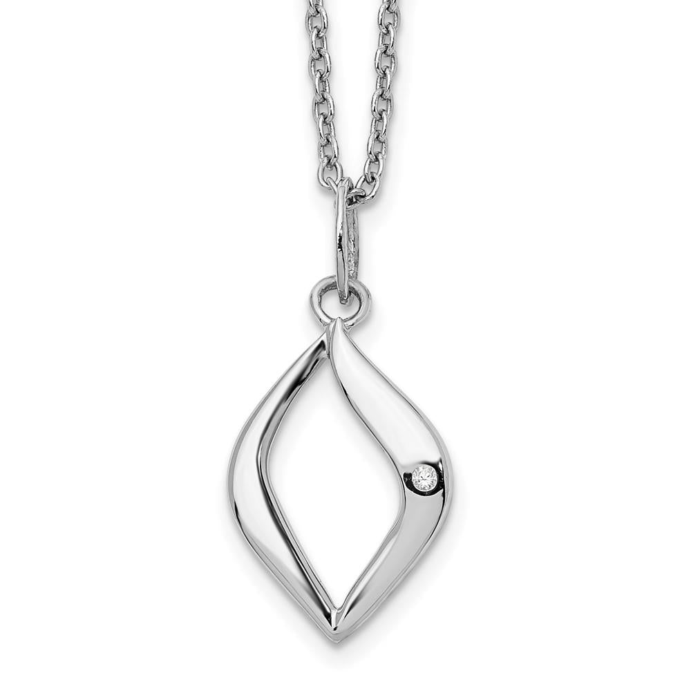 Distinctive Sterling Silver Rhodium Plated White Ice .01ct Diamond Necklace