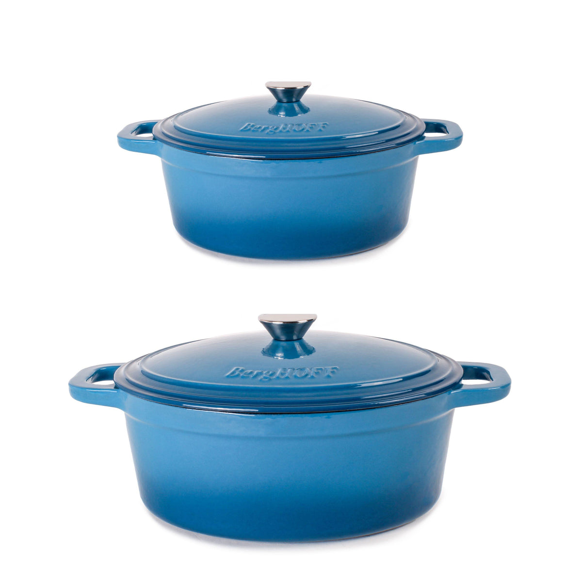 BergHOFF Neo 4pc Cast Iron Cookware Set, 5qt. & 8qt., Blue