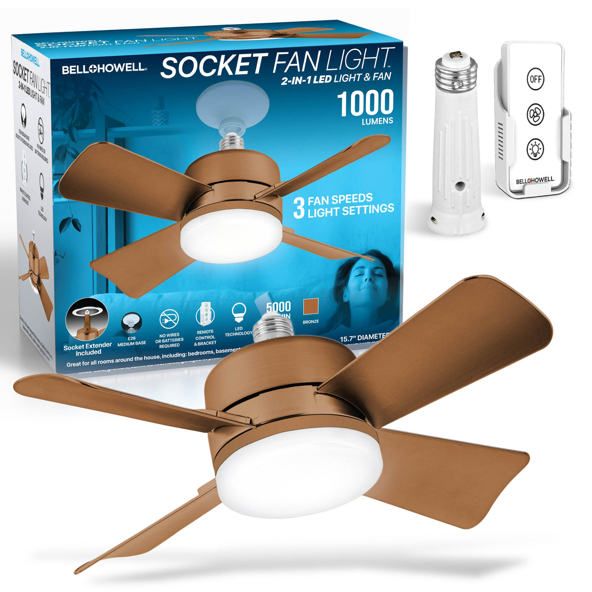Bell + Howell Socket LED Ceiling Fan with Light