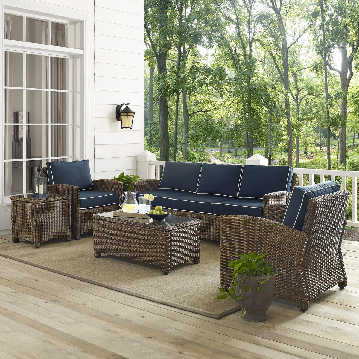 Crosley Outdoor Bradenton 5Pc Wicker Outdoor Sofa Patio Furniture Set