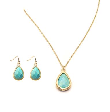 DKD Turquoise Teardrop Pendant and Earring Set