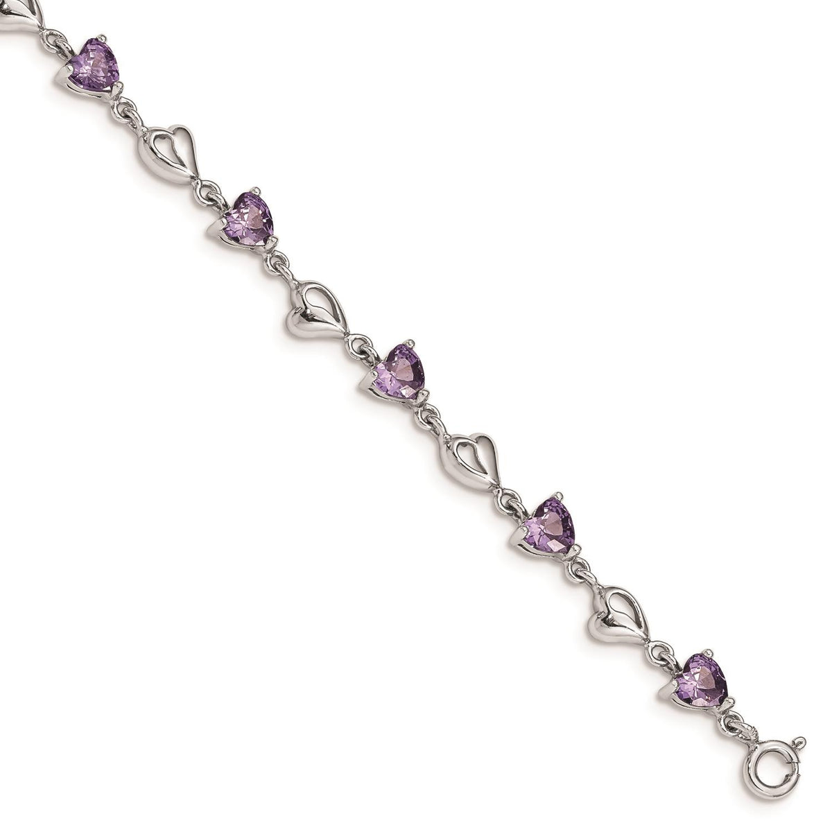 Distinctive Sterling Silver Purple Crystal Bracelet