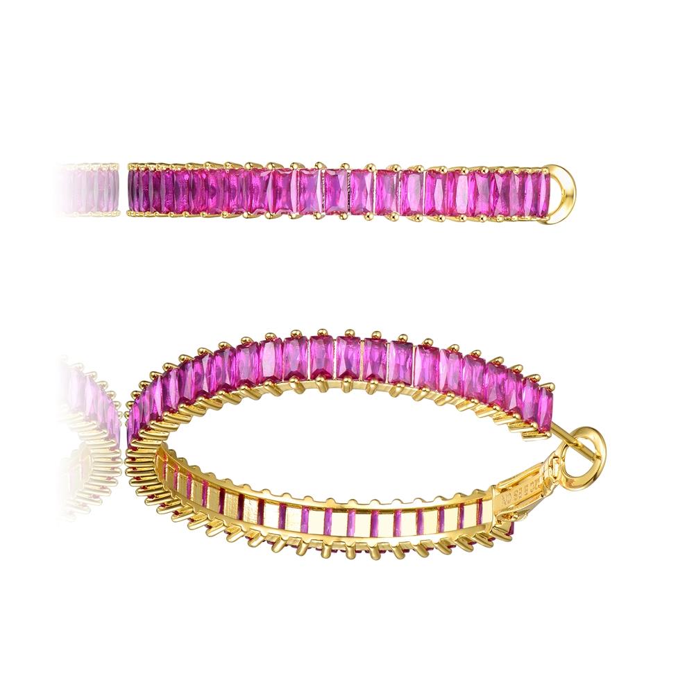 GENEVIVE 14K Gold Plated Red Hoop Earrings