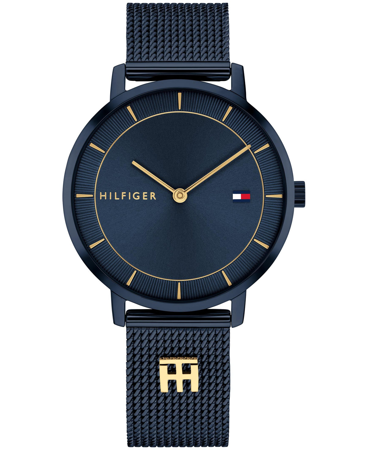 Tommy Hilfiger Ladies. Blue IP Case and Mesh Bracelet. Navy Dial.
