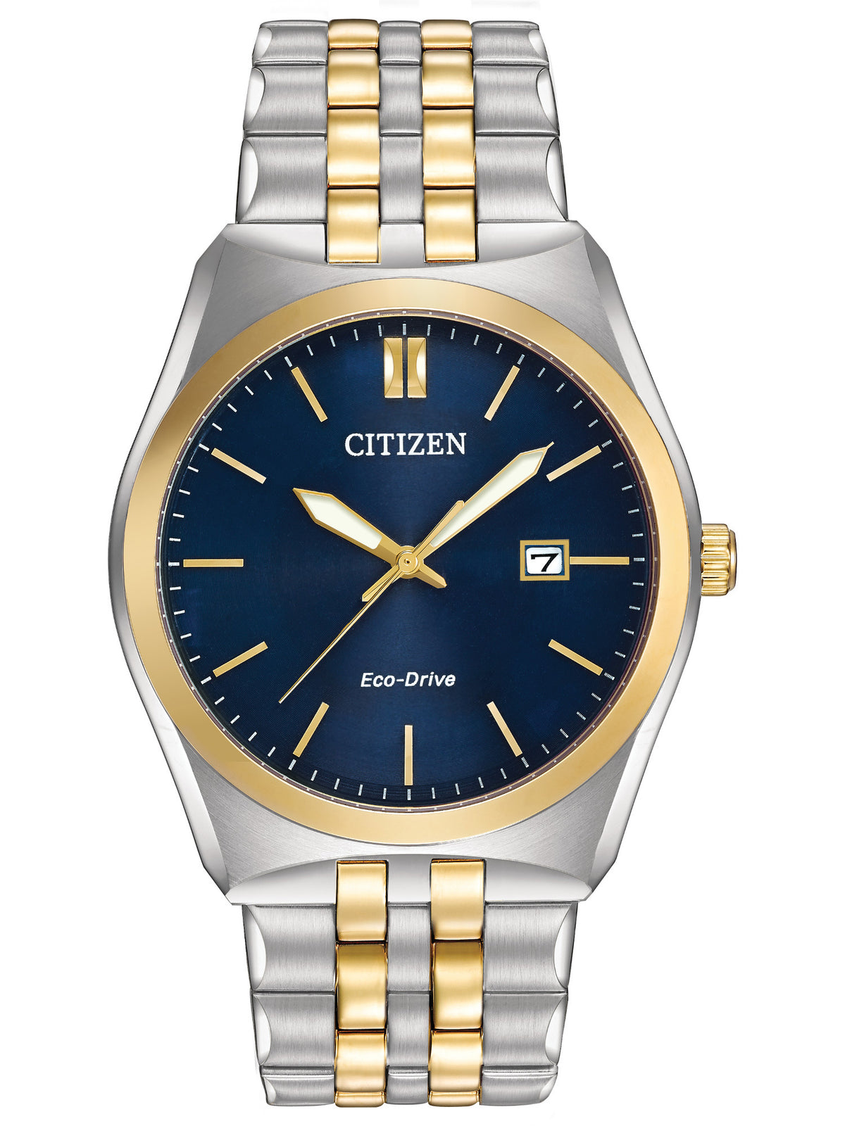 Citizen Mens Corso Eco-Drive Two-Tone Stainless Steel Watch Blue Dial