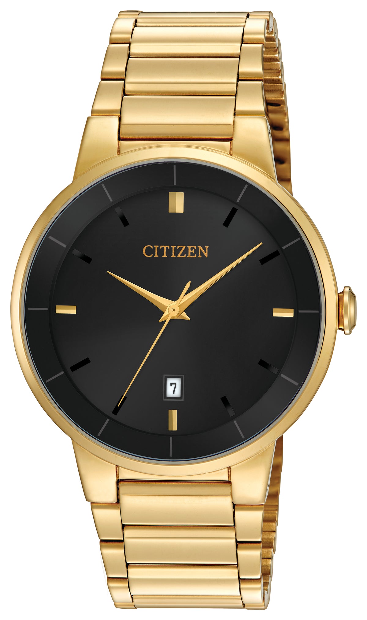 Citizen Mens Quartz Gold-Tone Watch Black Dial
