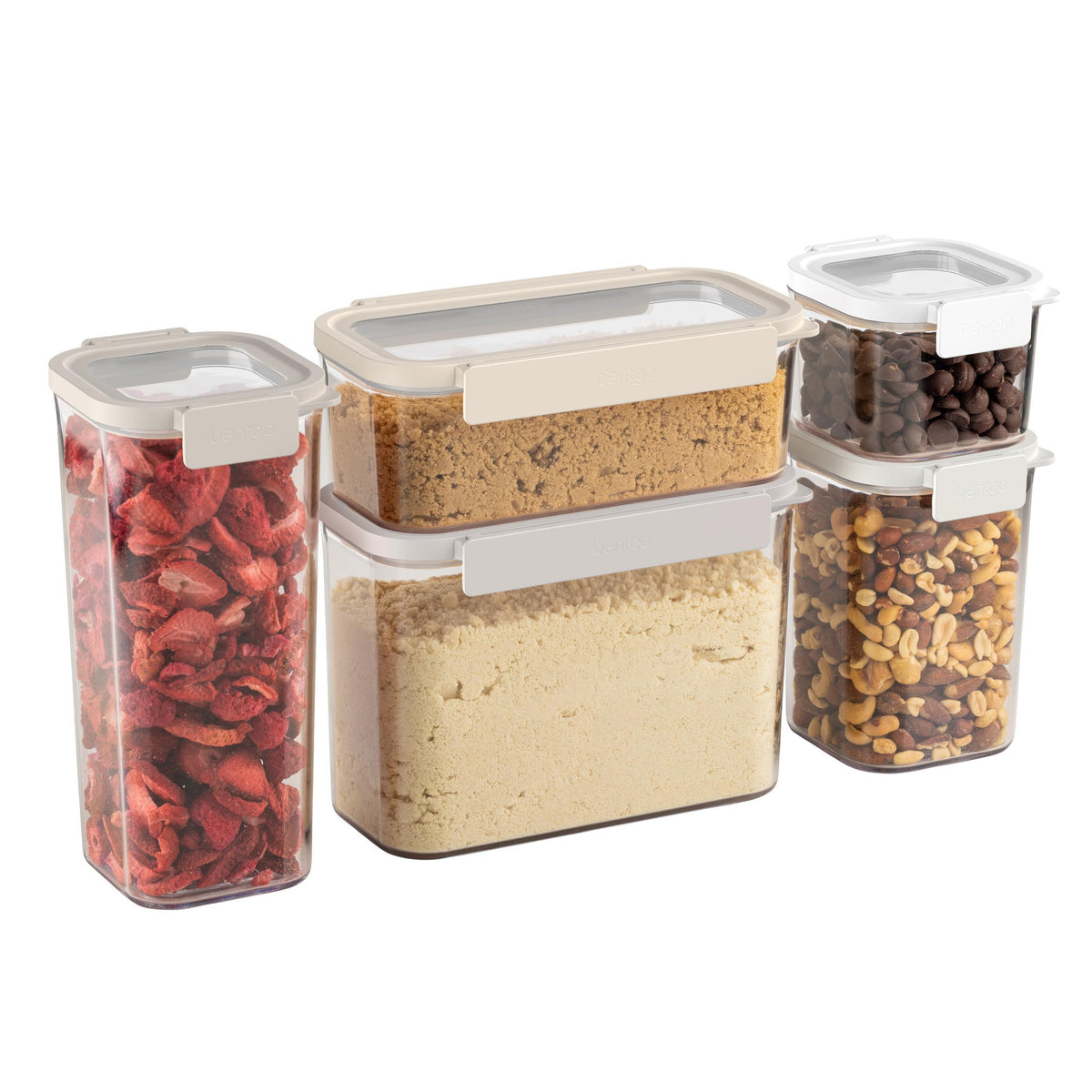 Bentgo 10pc Pantry Airtight Dry Food Storage Set White Stone