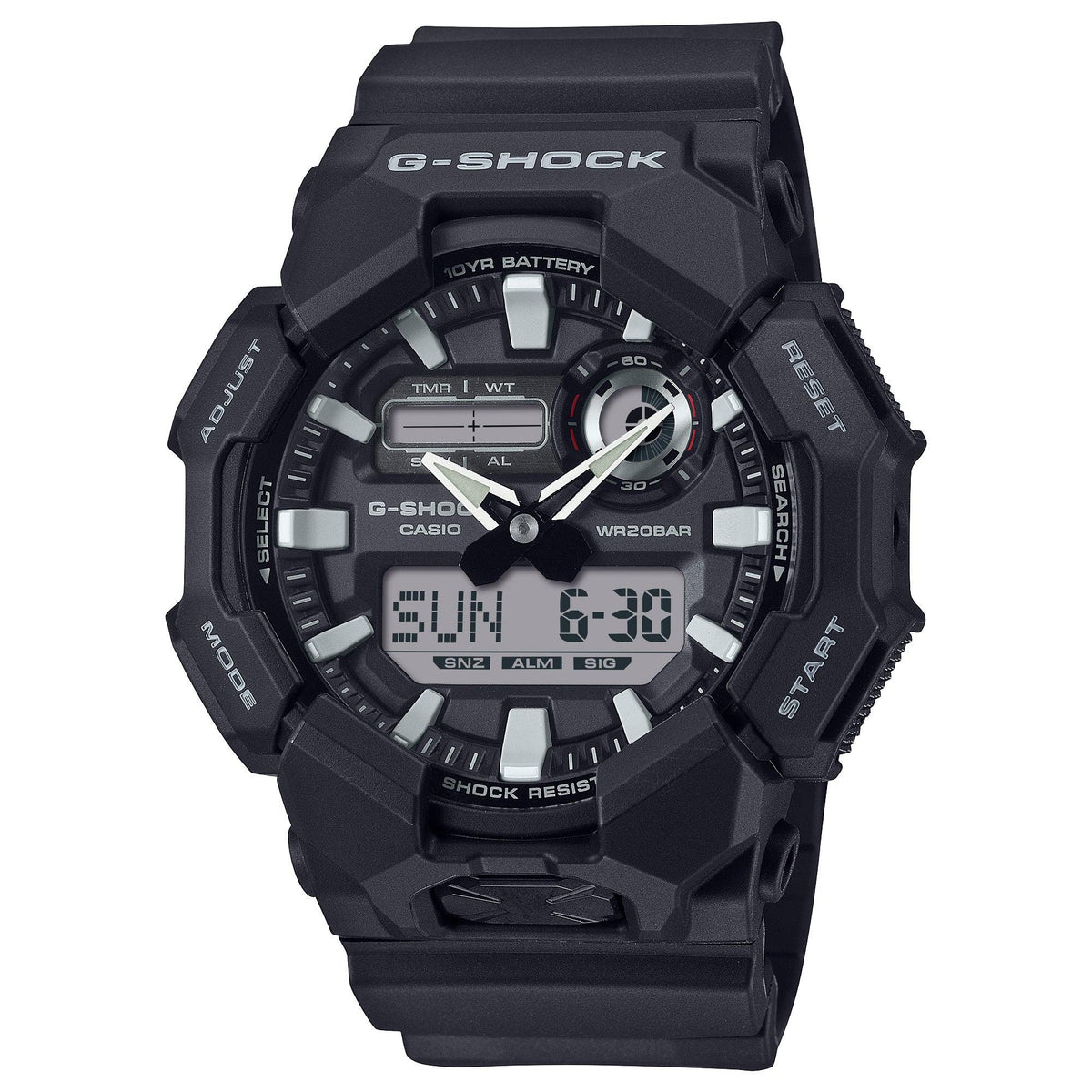 Mens GA010 G-Shock Large Ana-Digi Watch White & Black