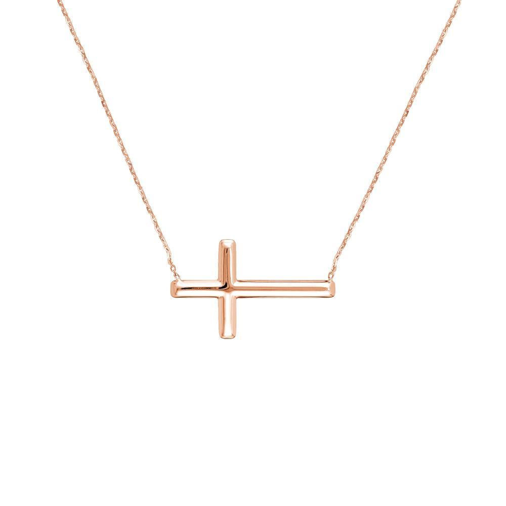 HAWLEY ST Large Sideways Cross Adjustable 18" Necklace