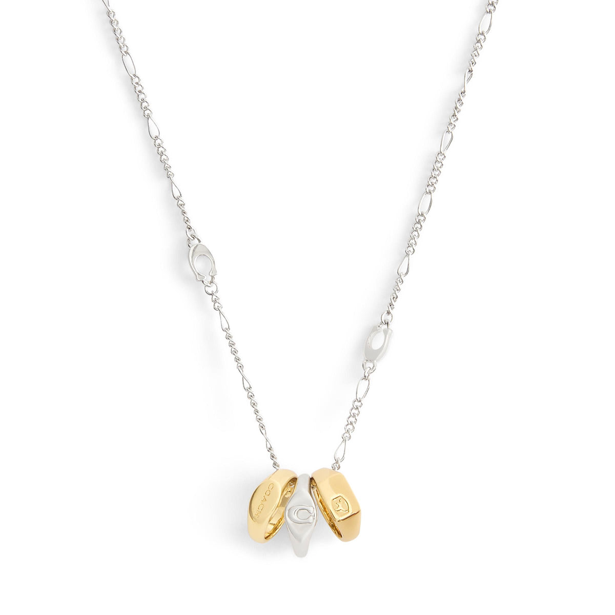 COACH Signature Signet Rondelle Pendant Necklace - Two Tone
