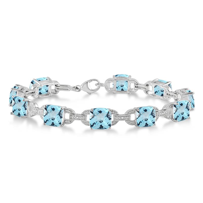 Jilco Inc Blue Topaz & Diamond Bracelet
