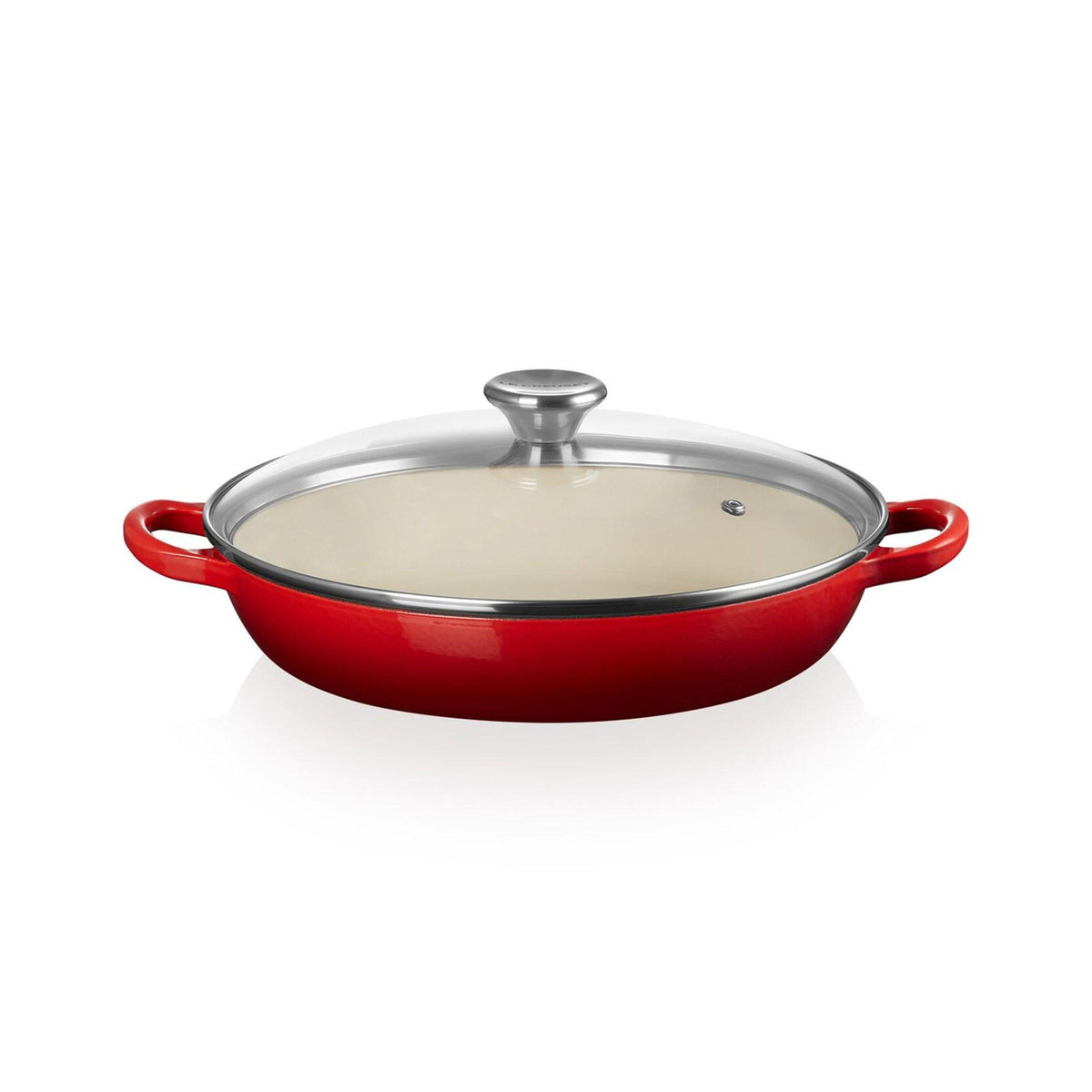 Le Creuset 2.25qt Traditional Cast Iron Braiser w/ Glass Lid Cerise