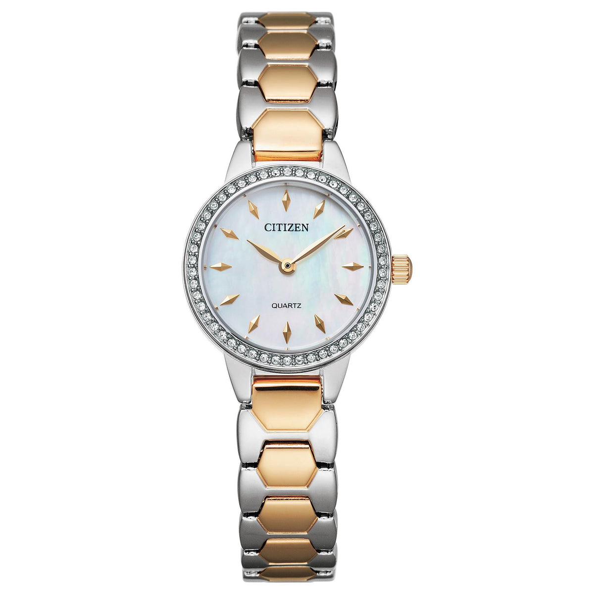 Citizen Ladies Quartz Two-Tone Crystal Watch Mother-of-Pearl Dial