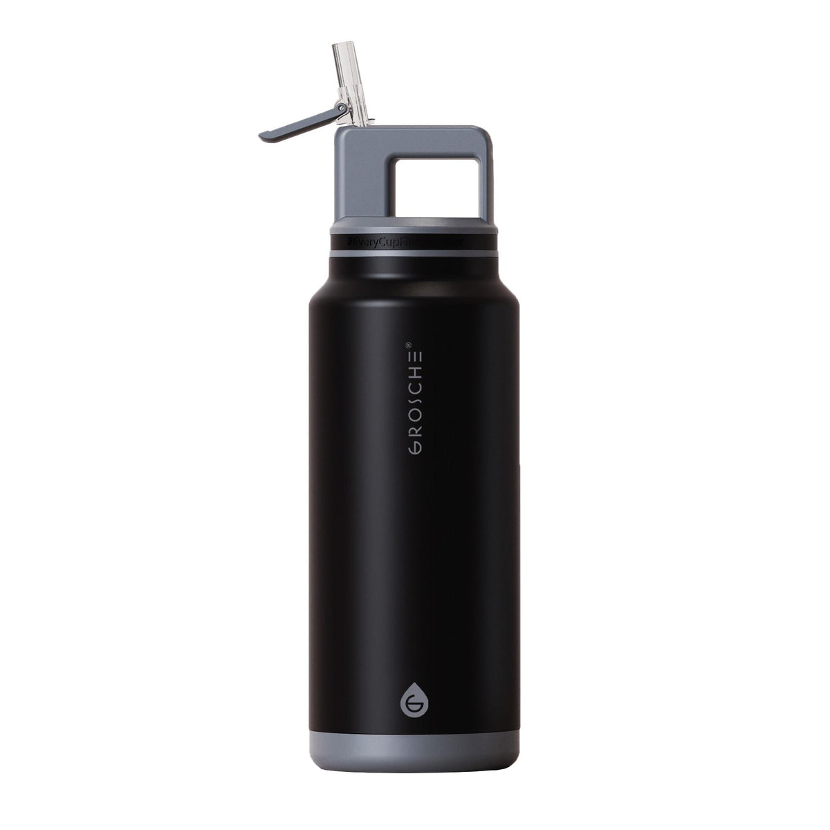 Grosche Alpine Flip N' Sip 40 oz. Insulated Water Bottle, Graphite Black