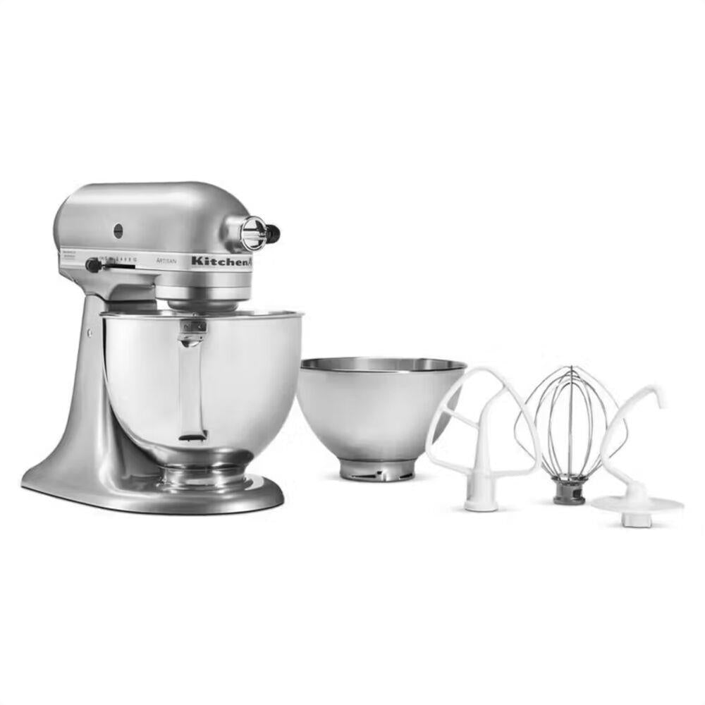KitchenAid Value Bundle Artisan Series 5 Quart Tilt-Head Stand Mixer in Contour Silver with additional 3 Quart