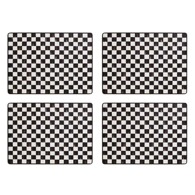 MacKenzie-Childs mocha check cork back placemats, set of 4