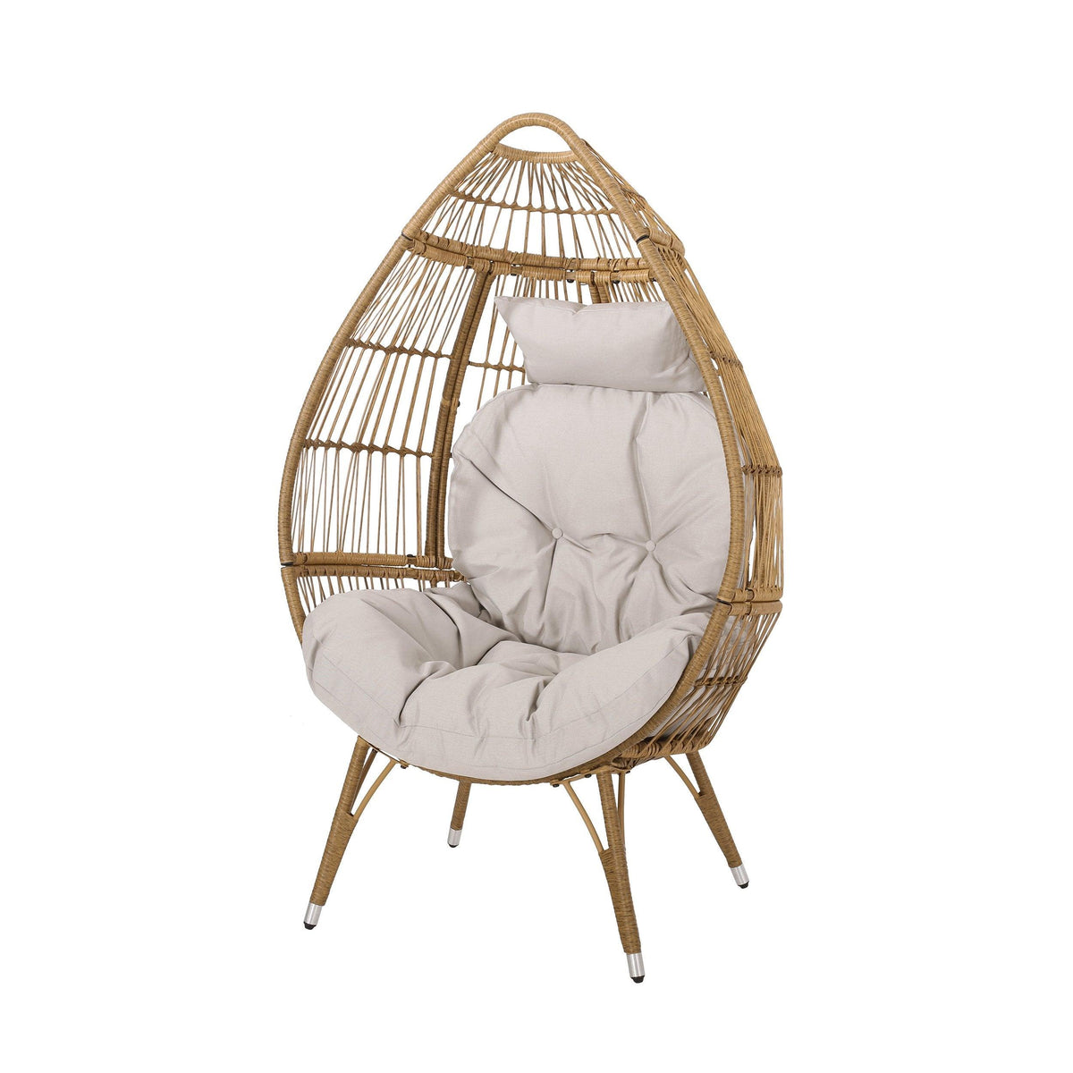 Stark Home Outdoor Wicker Teardrop Chair With Cushion