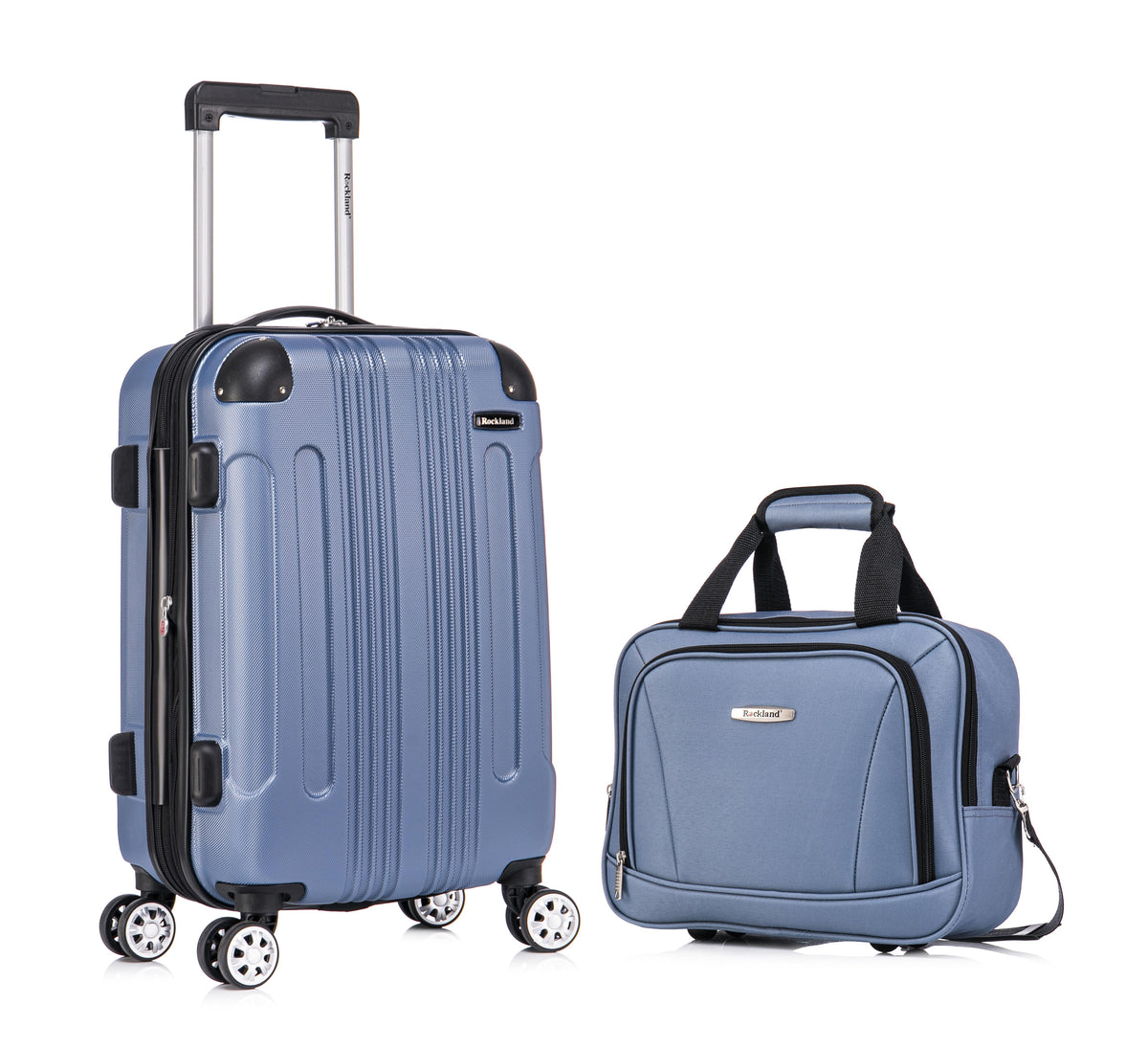 Rockland Luggage London ABS 20" Upright Spinner & 14" Tote - Blue