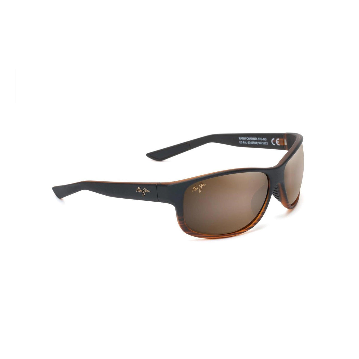 Maui Jim Kaiwi Channel Polarized Sunglasses Dark Brown Stripe Frame HCL Bronze Lens