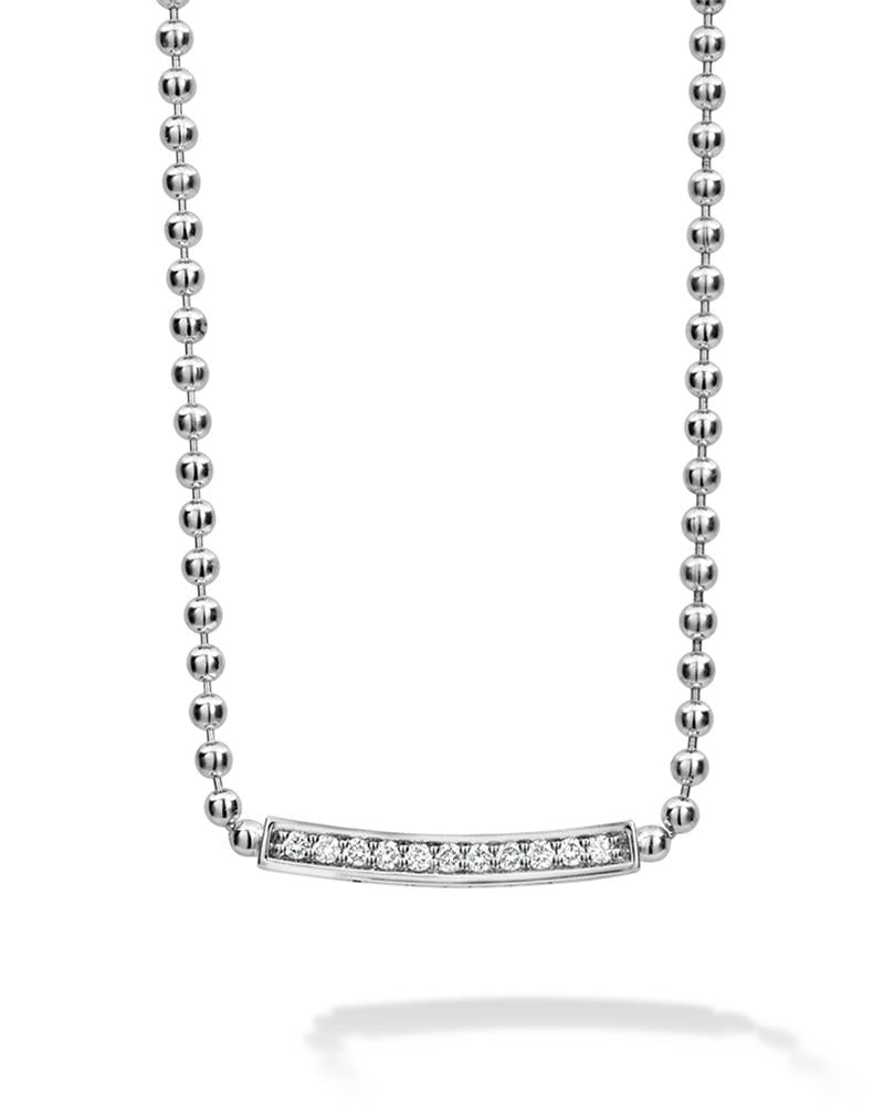 Lagos Small Station Diamond Beaded Necklace Size 18"